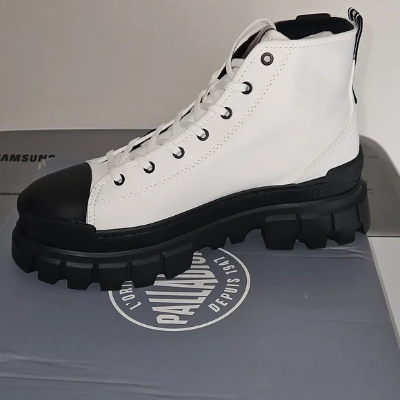 Palladium Revolt Hi TX Star White Platform Shoes, NEW! Size 10 - Picture 7 of 16